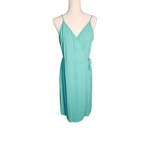Nine West Mint Green Simple Spaghetti Strap Faux Wrap Lightweight Dress Large